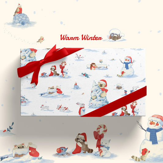 Warm Winter Wrapping Paper Sheet 20.5" × 30"