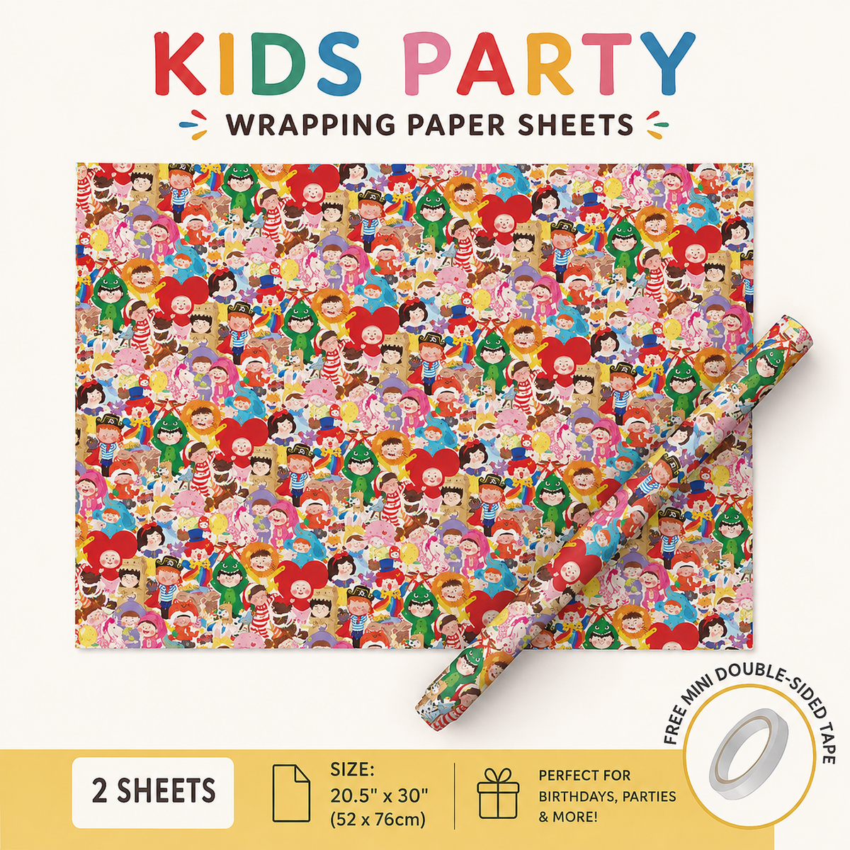 Kindergarten Party Wrapping Paper Sheet 20.5" × 30"