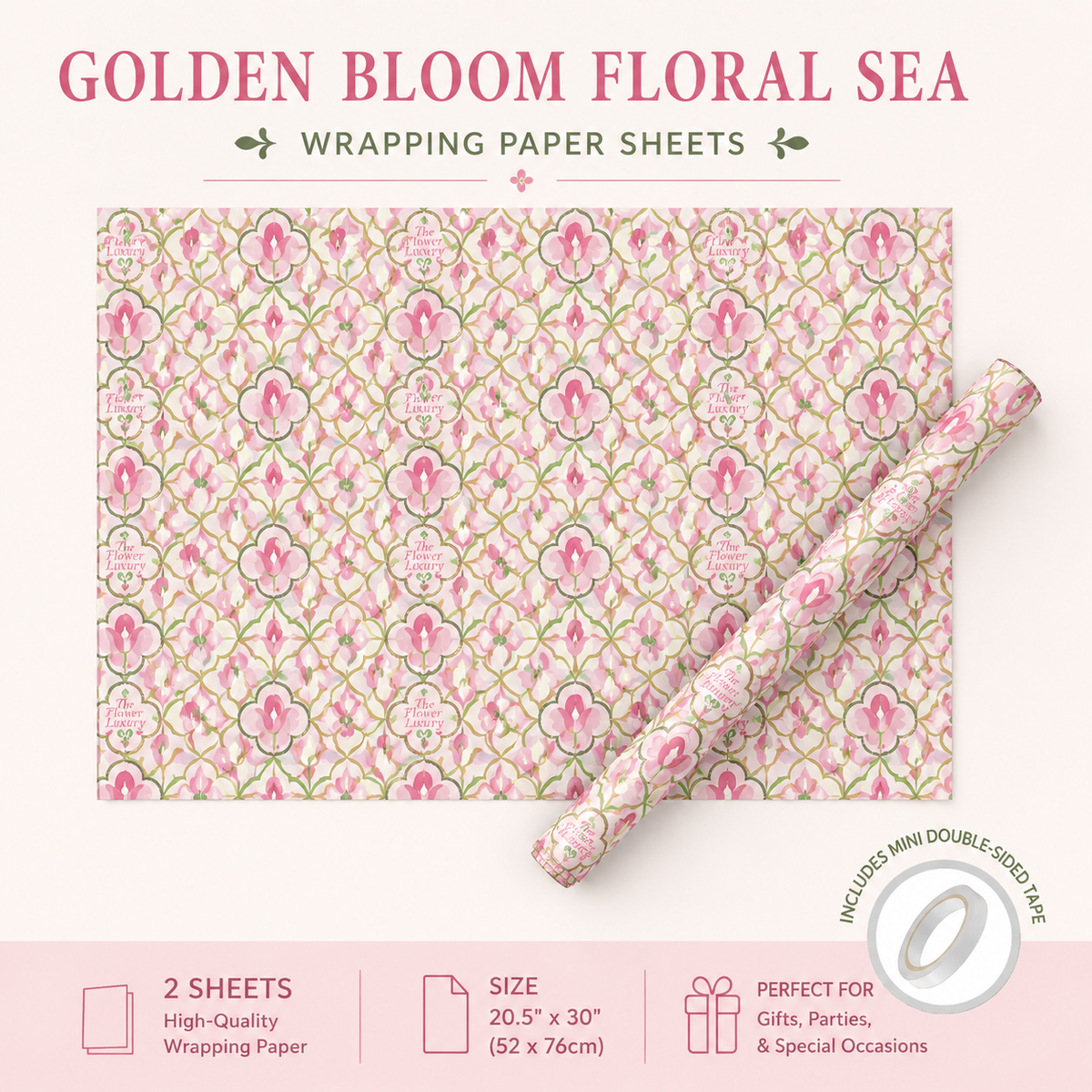 Tulips In Bloom Wrapping Paper Sheet 20.5" × 30"